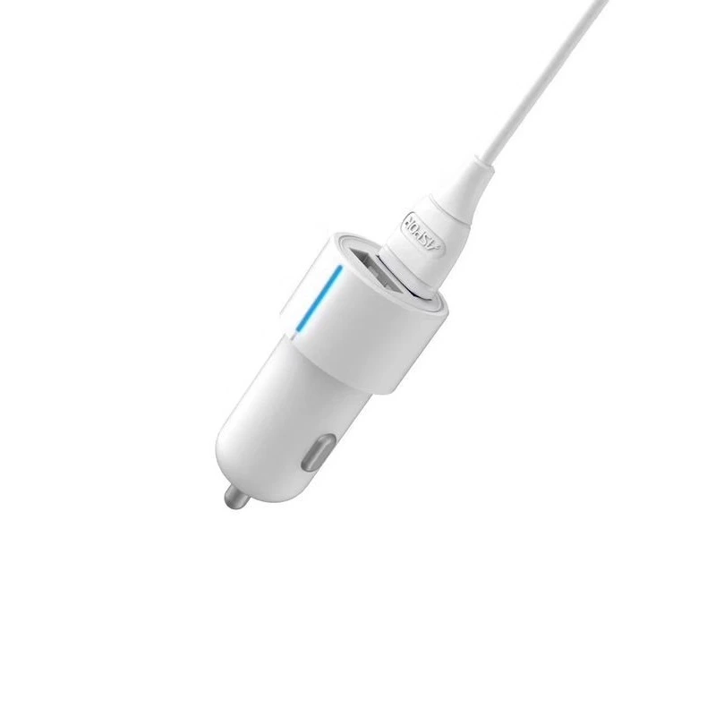 Автомобільний зарядний пристрій Aspor A905 (2USB/2.4A) + USB кабель Lightning- білий — Aspor