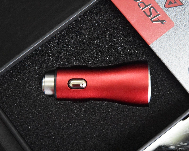 Автомобільний зарядний пристрій Aspor A918 Metal LED (2USB/3.4A) + USB кабель Micro- червоний — Aspor