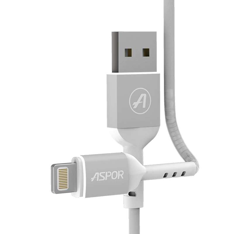 Кабель Aspor A122 USB – Lightning (2.1A/1.2м)- білий — Aspor