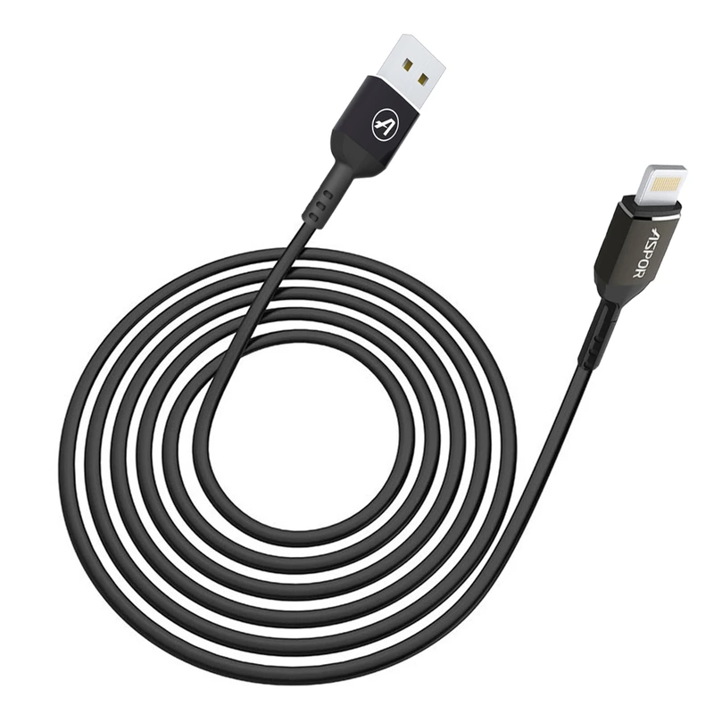 Кабель Aspor A122 USB – Lightning 2.1A/1.2м- чорний — Aspor