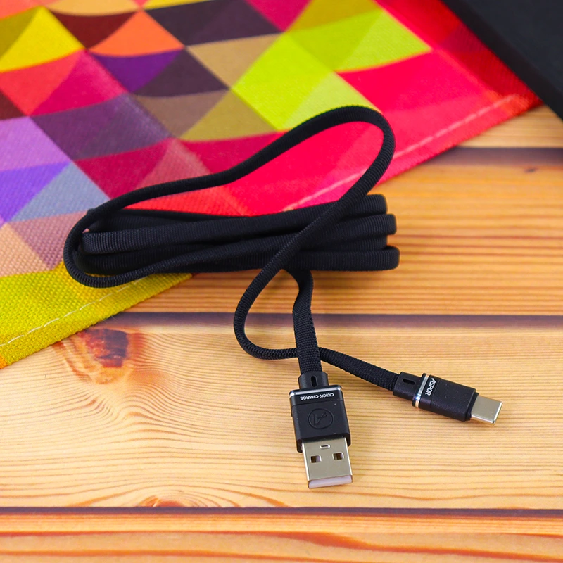 Кабель Aspor A137 Nylon USB – Type-C 2.4 A 1.2м- чорний — Aspor