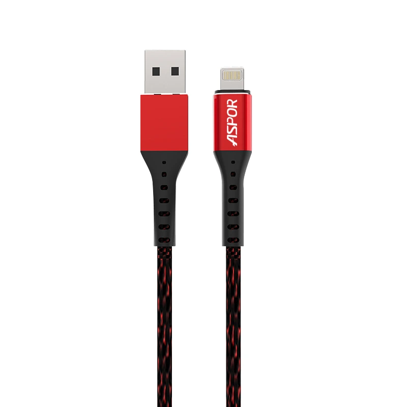 Кабель Aspor A167 USB – Lightning 2.4A/1м- червоний — Aspor