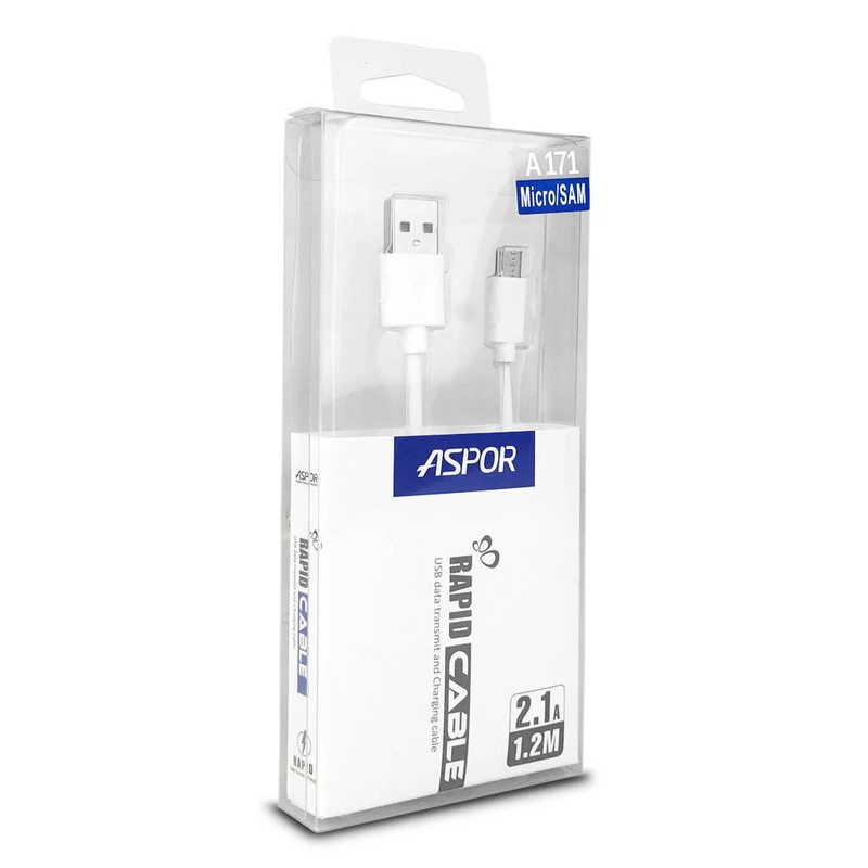 Кабель Aspor A171 USB – Micro 2.1A/1.2м- білий — Aspor