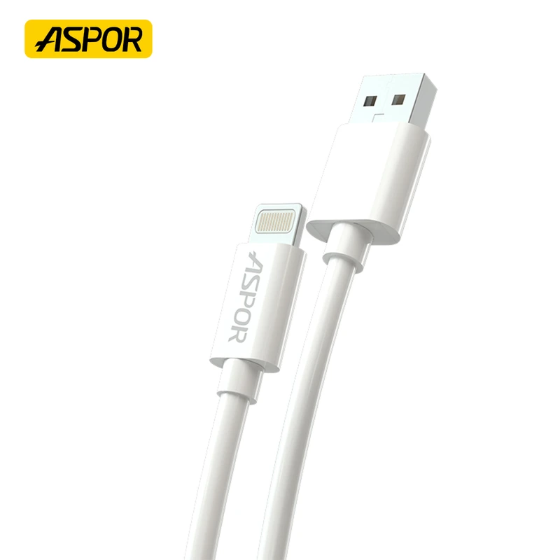 Кабель Aspor A172 USB – Lightning (2.1A/1.2м)- білий — Aspor