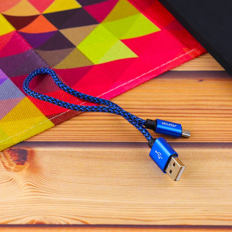 Кабель Aspor A173 USB – Micro 3A/0.3м- синій — Aspor