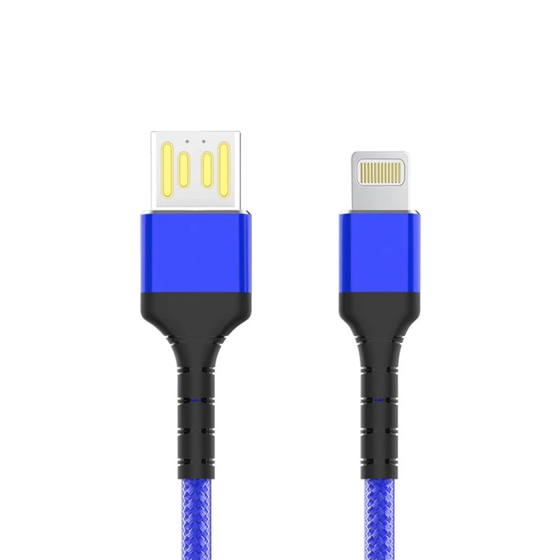 Кабель Aspor A179 Nylon LED USB – Lightning (2.4A/1м)- темно-синій — Aspor