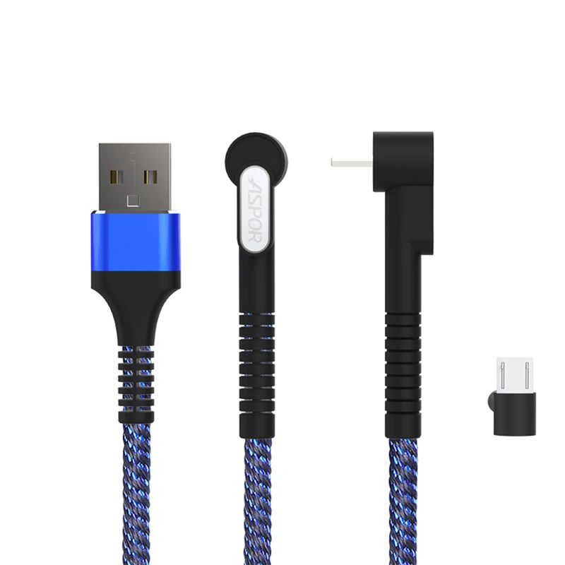 Кабель Aspor A185 Holder Nylon USB – Micro (2.4A/1м)- чорний — Aspor