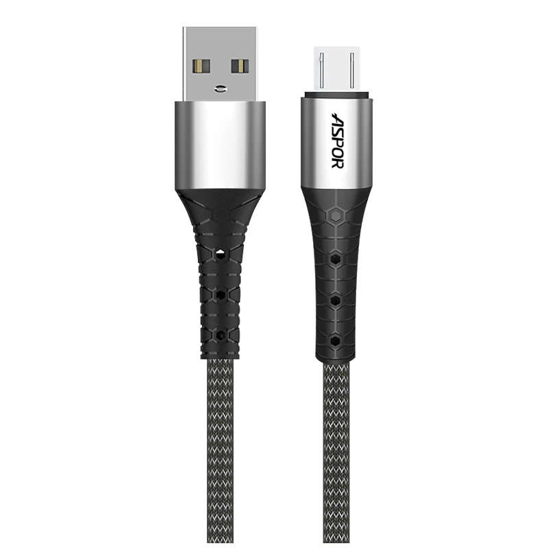 Кабель Aspor A191 USB – Micro 2.4A/1м- сірий — Aspor