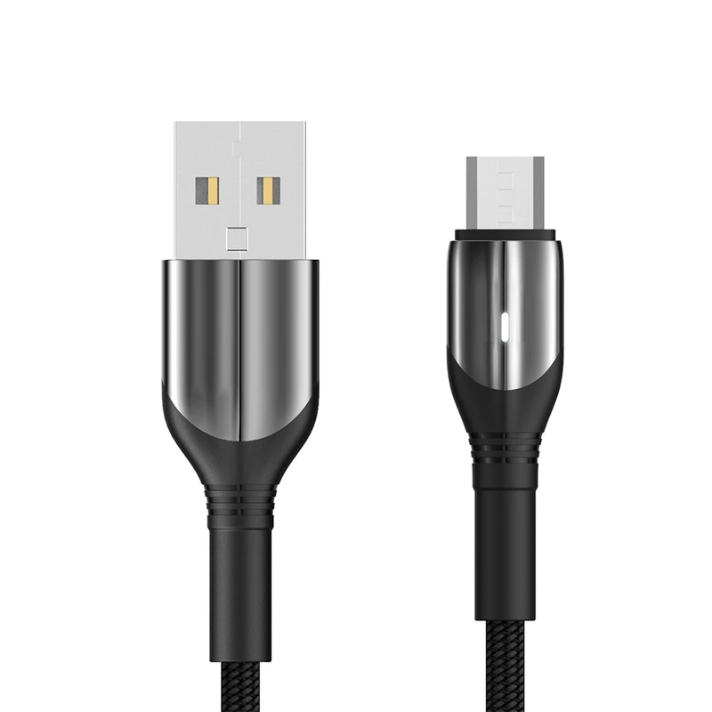 Кабель Aspor AC-08 Nylon LED USB – Micro (3A/1м)- чорний — Aspor