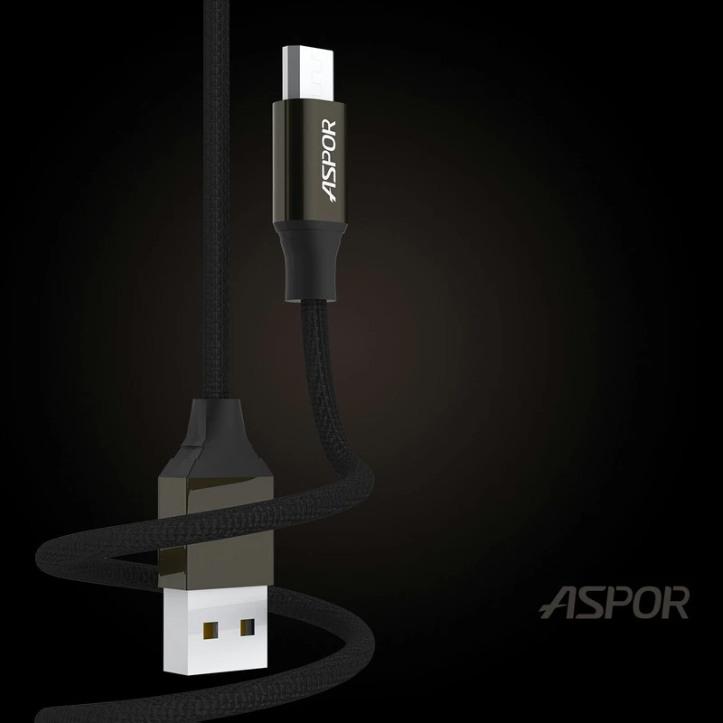 Кабель Aspor AC-11 USB – Micro 2.4A/1.2м- чорний — Aspor