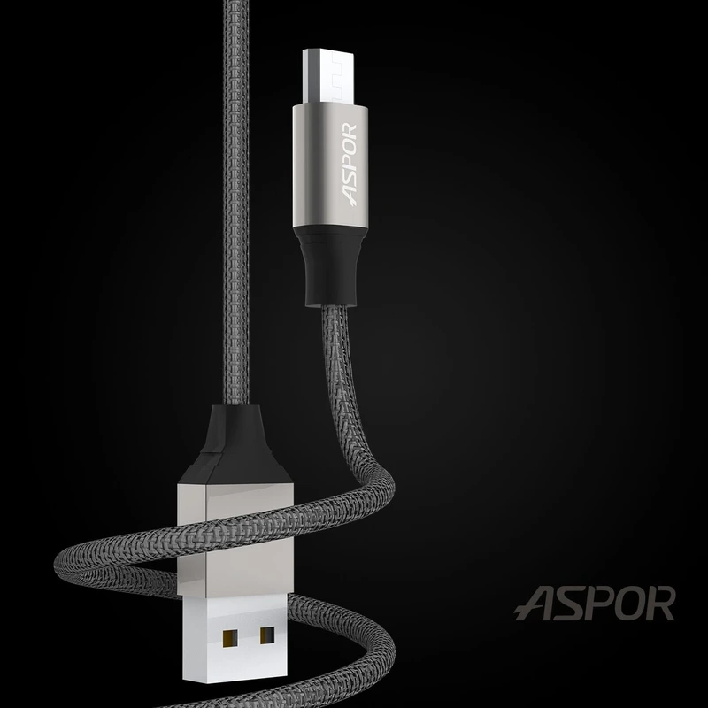 Кабель Aspor AC-11 USB – Micro 2.4A/1.2м- сірий — Aspor