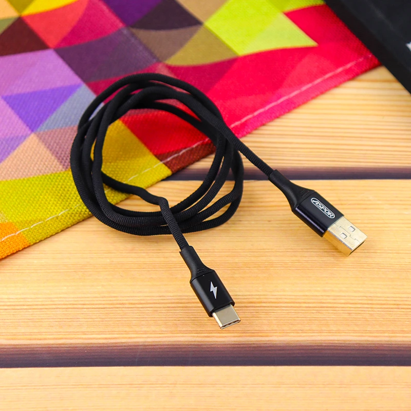 Кабель Aspor AC-13t USB – Type-C 2.4A/1.2м- чорний — Aspor