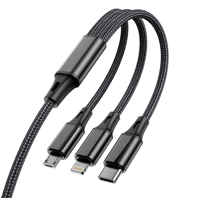 Кабель Aspor AC-23 3в1 (Lightning/micro USB/Type-C) 3A/1м- чорний — Aspor