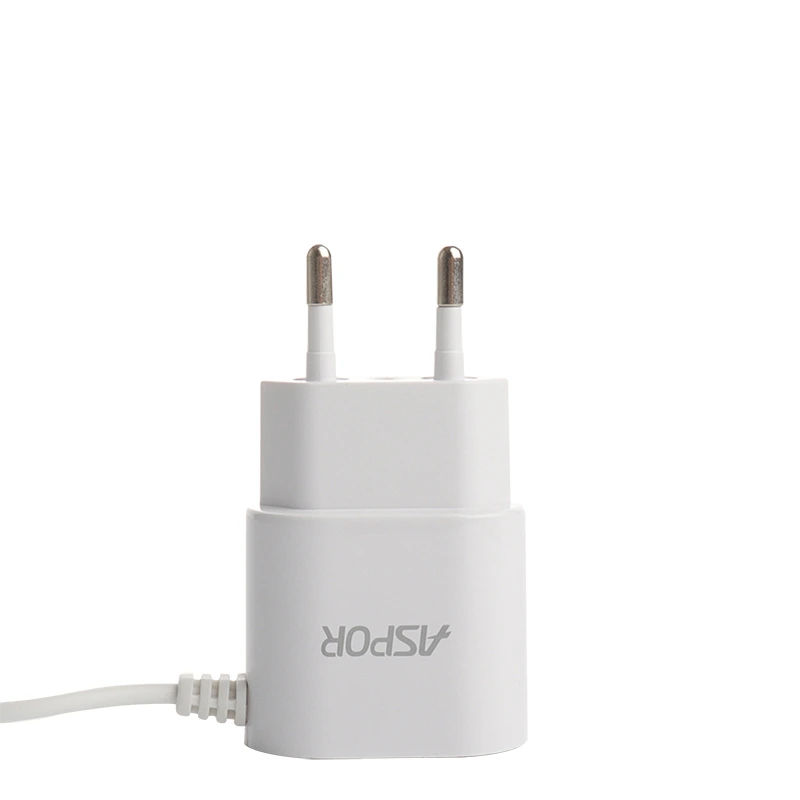 Мережевий зарядний пристрій Aspor A802 (1USB/1A) LED + USB кабель Type-C- білий — Aspor