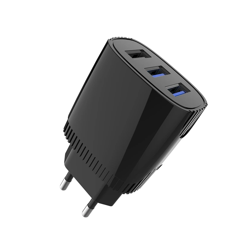 Мережевий зарядний пристрій Aspor A812 (3USB/2.4A) + USB кабель Lightning- чорний