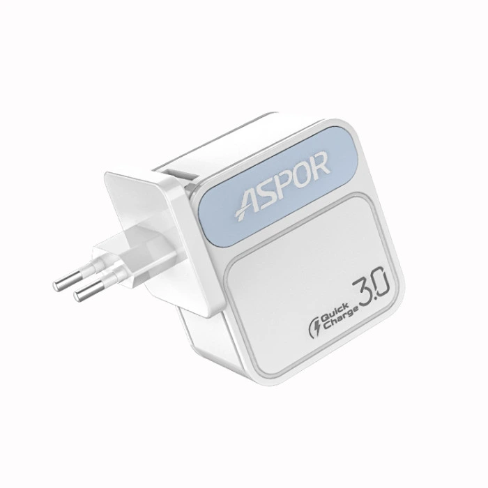 Мережевий зарядний пристрій Aspor A828 Fast Charger (QC3.0 1USB/3A) + кабель USB – Type-C- білий — Aspor