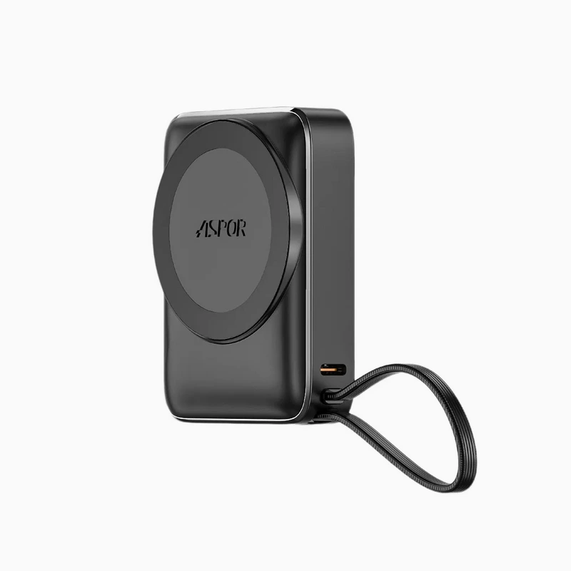 Портативний зарядний пристрій (Повербанк) Aspor A313 Magnetic Wireless 10000mAh (USB/Type-C/22.5W)- чорний