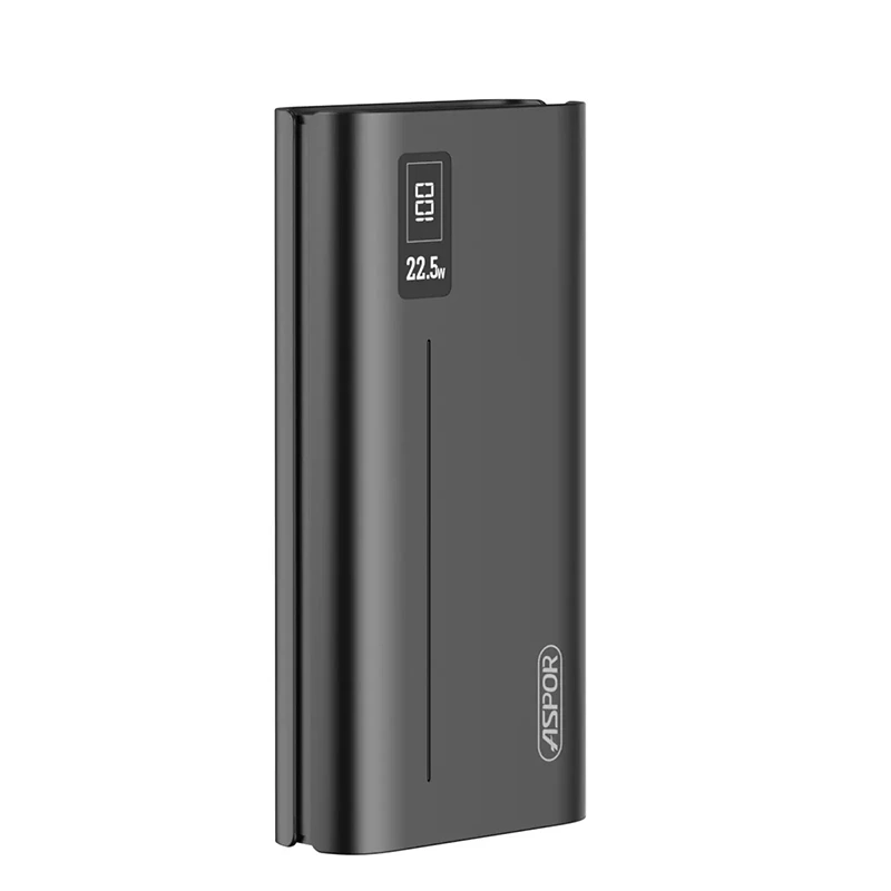 Портативний зарядний пристрій (Повербанк) Aspor A336 20000mAh Fast Charge (2USB/Type-C/Micro/22.5W)- чорний — Aspor