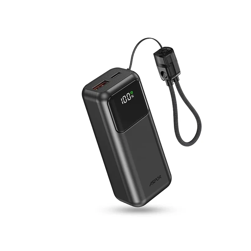 Портативний зарядний пристрій (Повербанк) Aspor Mini A353 10000mAh Fast Charge (USB/Type-C/22.5W)- чорний
