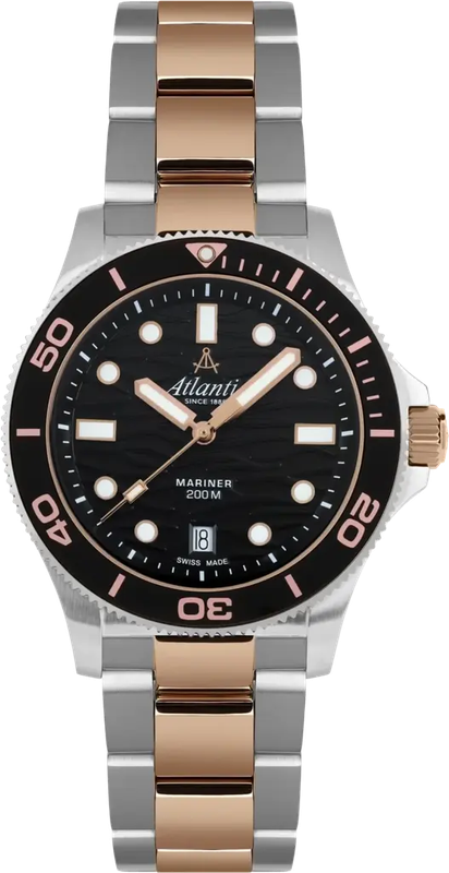 Наручний годинник Atlantic Mariner Quartz Wave Black Bicolor Rose Gold 81376.43.69R