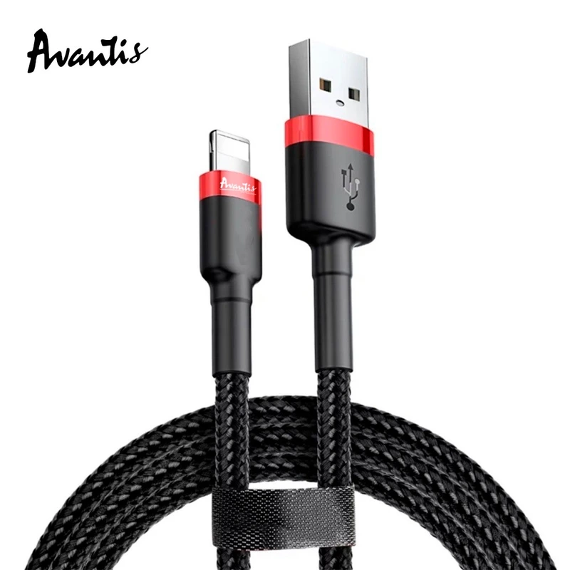 Кабель Avantis AC-48i Cool USB – Lightning 2м- чорно-червоний