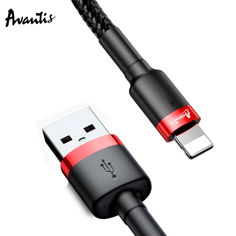 Кабель Avantis AC-48i Cool USB – Lightning- чорно-червоний