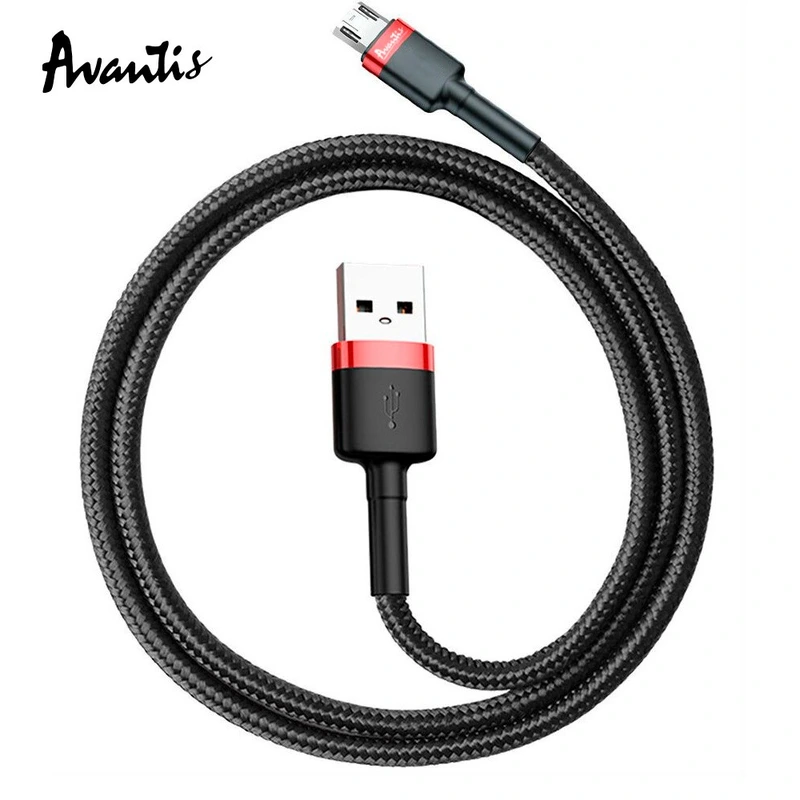 Кабель Avantis AC-48m Cool USB – Micro 2м- чорно-червоний