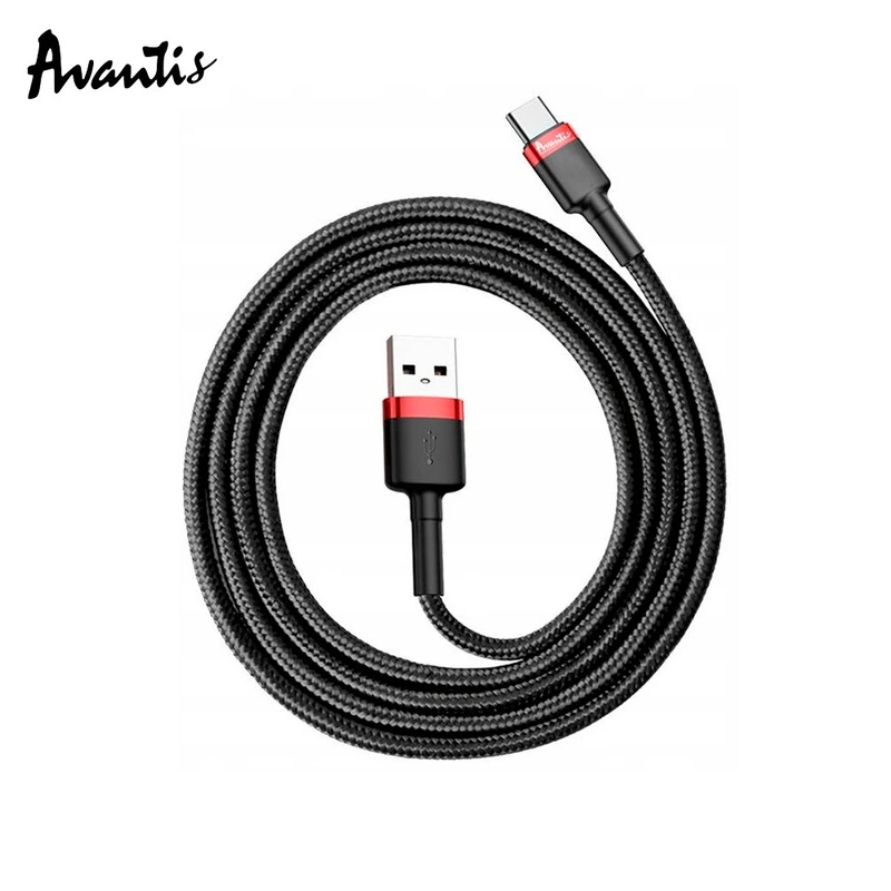 Кабель Avantis AC-48t Cool USB – Type-C 2м- чорно-червоний — Avantis