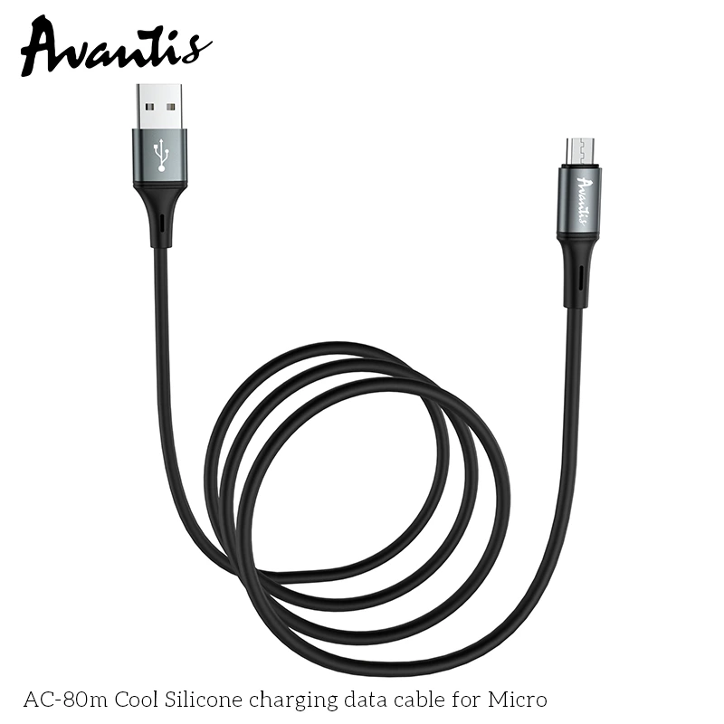 Кабель Avantis AC-80m Cool Silicone USB – Micro- чорний