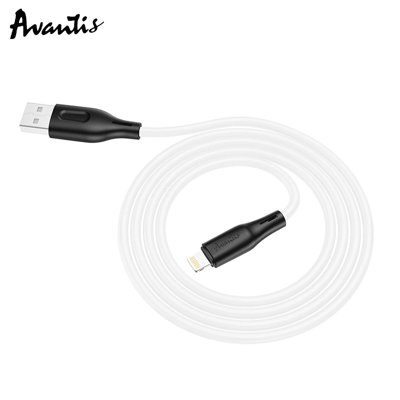 Кабель Avantis AC-87i Silicone USB – Lightning- чорно-білий