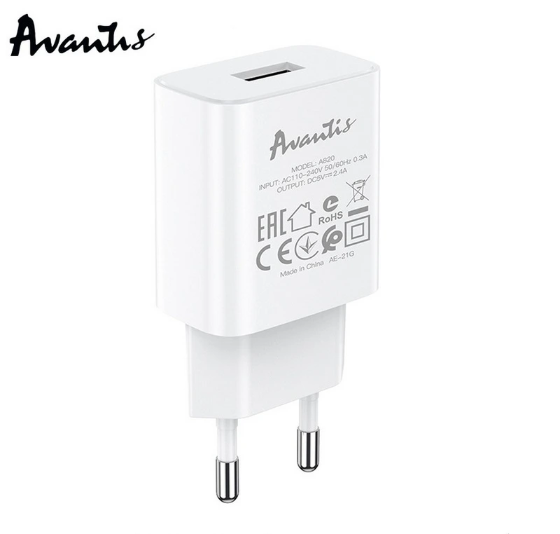Мережевий зарядний пристрій Avantis A820 (1USB/2.4A)- білий