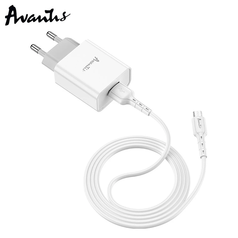 Мережевий зарядний пристрій Avantis A825 (1USB/2.1A) + USB кабель Micro- білий