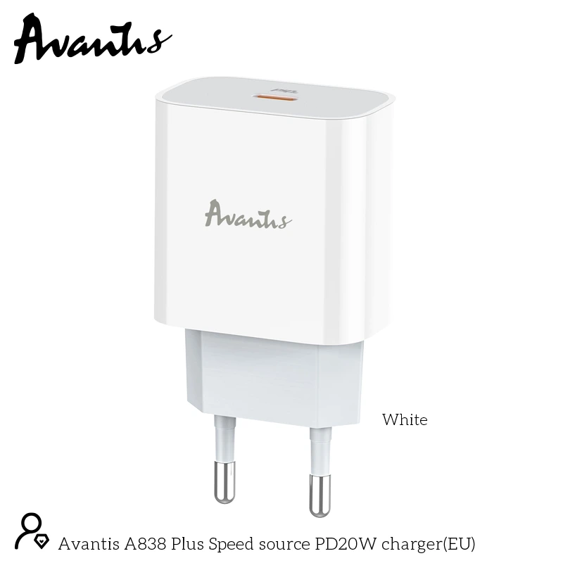 Мережевий зарядний пристрій Avantis A838 Plus QC3.0 (PD 20W)- білий