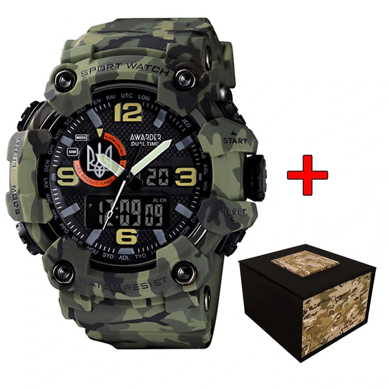 Awarder 002CMGRUASI Тризуб срібло Зелений камуфляж + Коробка.