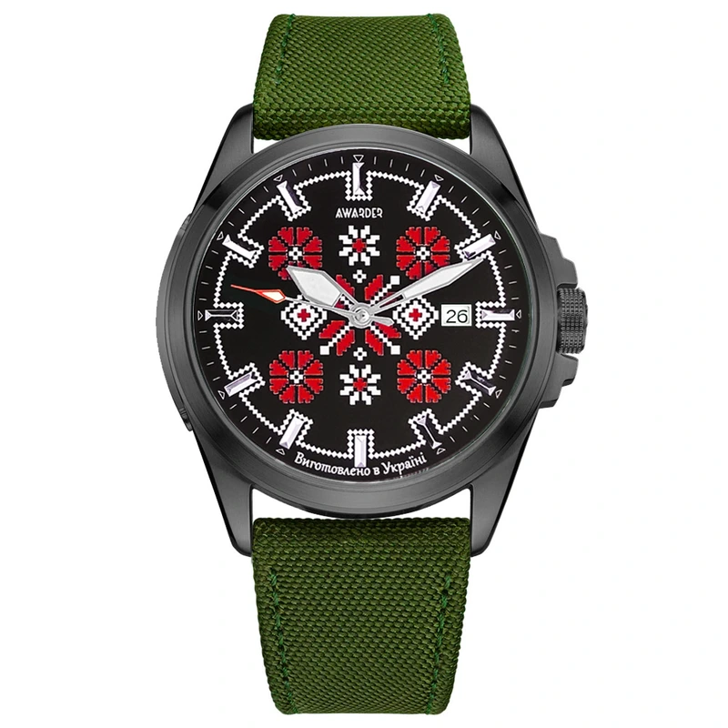 Awarder Embroidery Black-Red Green  Automatic 10ATM
