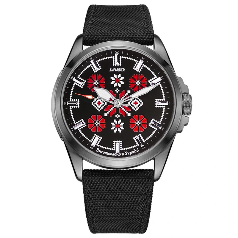 Awarder Embroidery Silver-Red Black Battery 10ATM