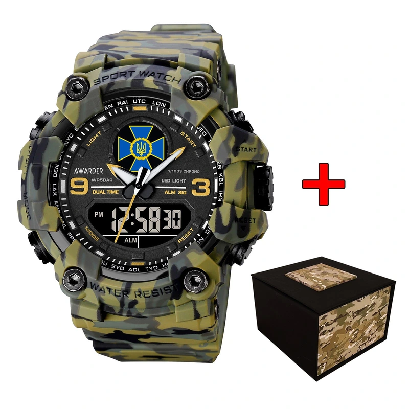 Годинник наручний Awarder 001CMGRSBU СБУ Зелений камуфляж + Коробка.