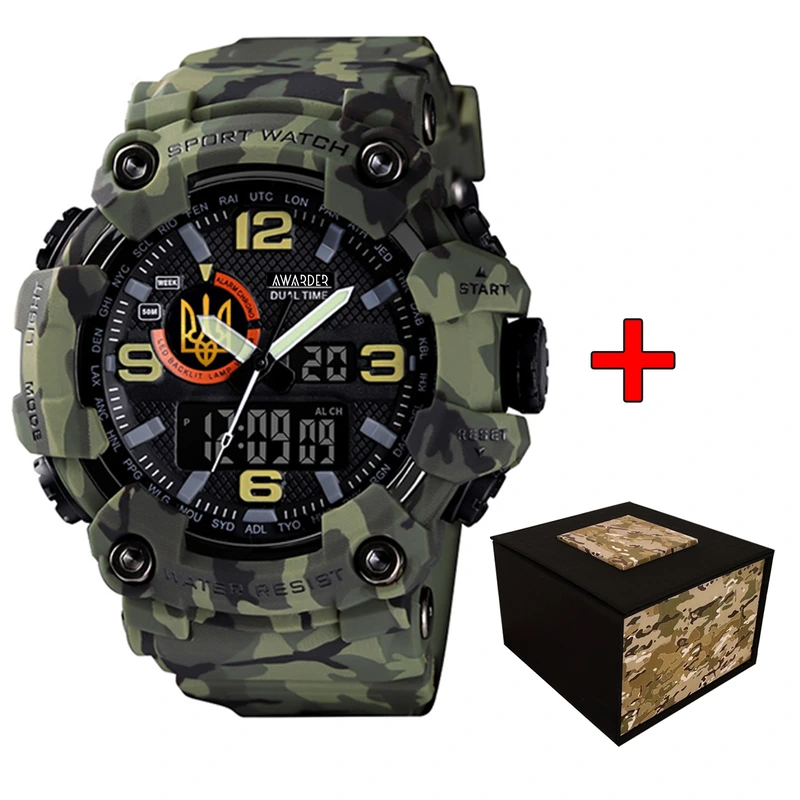 Годинник наручний Awarder 002 Тризуб золото Army Green