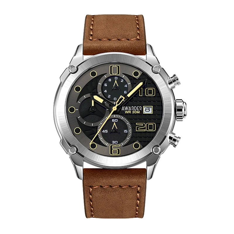 Годинник наручний Awarder 016 Silver-Black-Brown