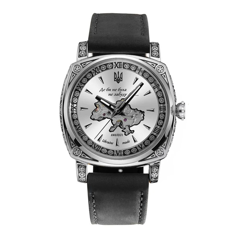 Годинник наручний Awarder 021-3D Де би не була Silver-White-Black Leather — Awarder
