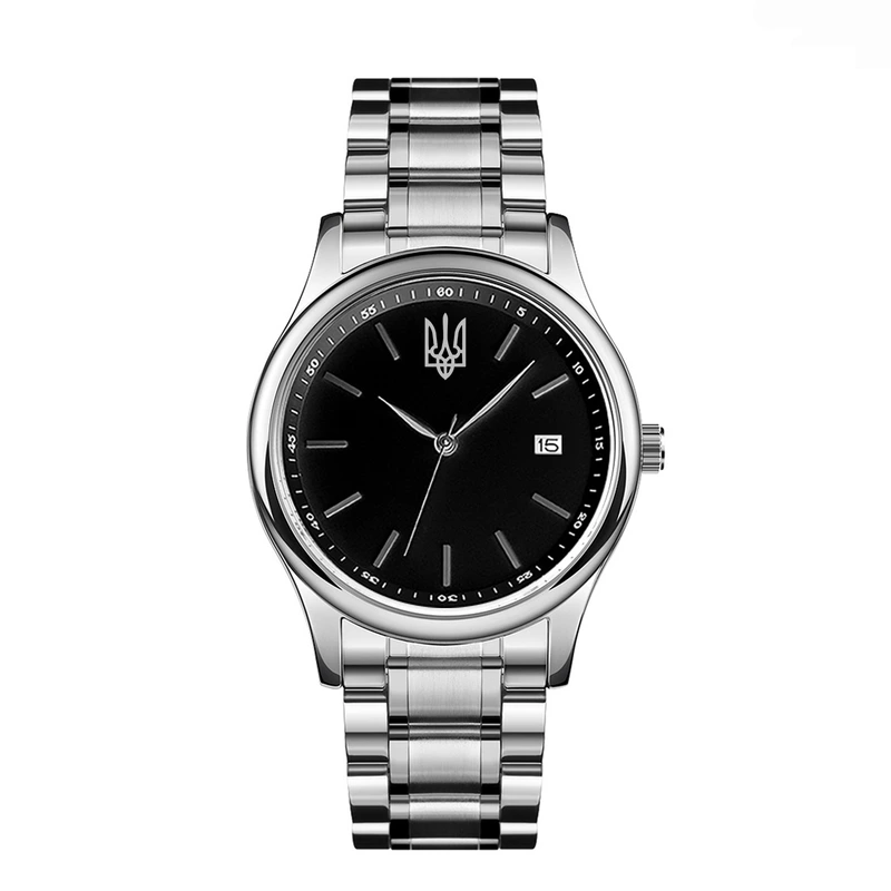 Годинник наручний Awarder 023 Silver-Black Тризуб Срібло