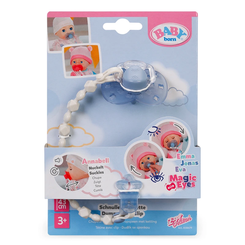 Пустушка для ляльки BABY BORN на кліпсі (блакитна)