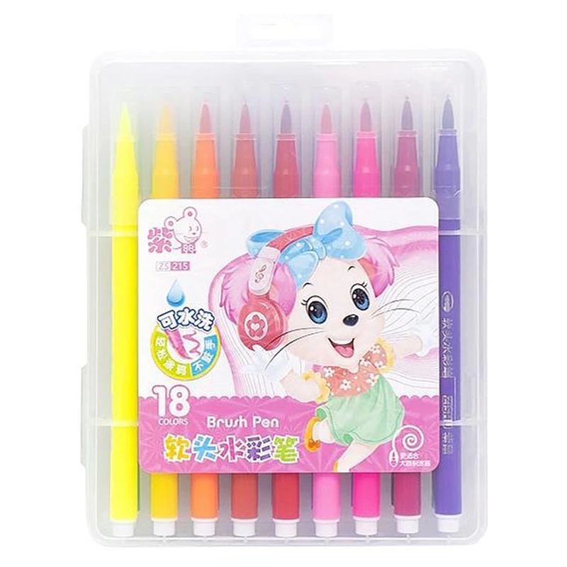 Дитячий набір фломастерів 215-18(Pink) 18 кольорів — Bambi