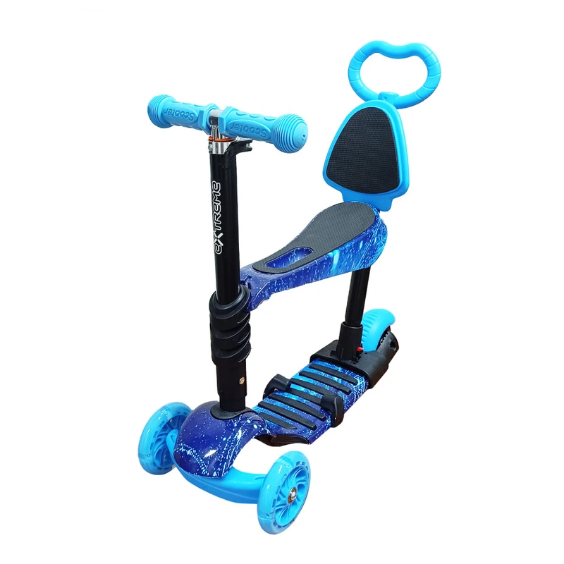 Дитячий самокат 4-х колісний 5 в 1 SC20482(Blue-1) колеса зі світлом — Bambi