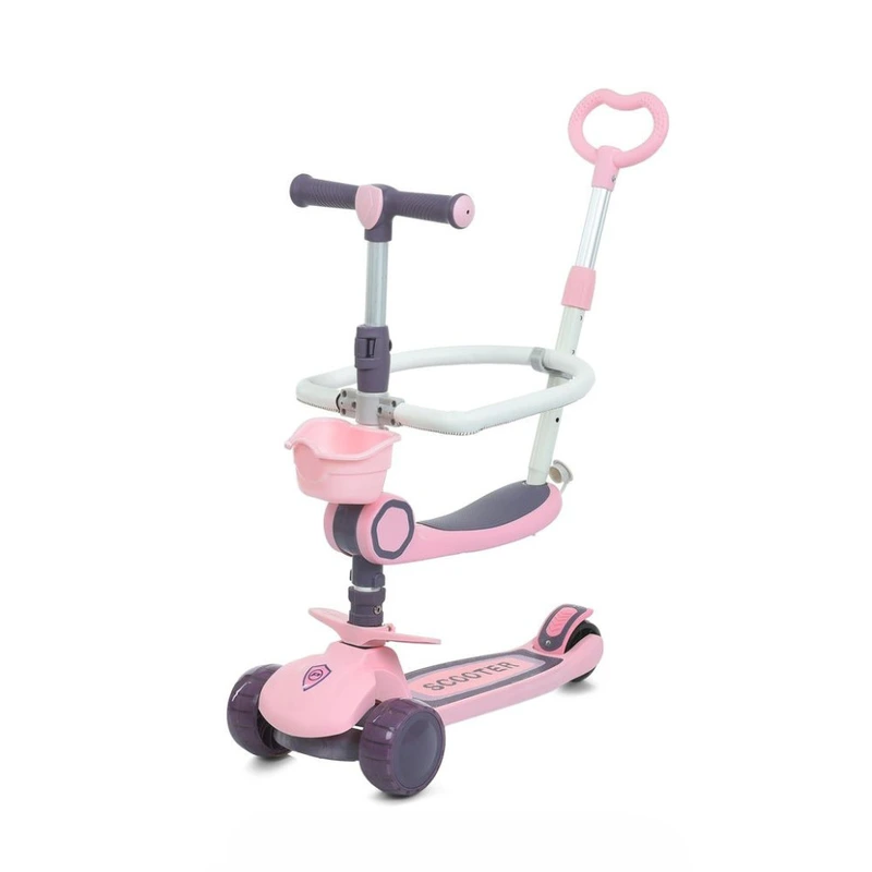 Самокат дитячий триколісний 5 в 1 JR3-133-P, колеса зі світлом — Bambi