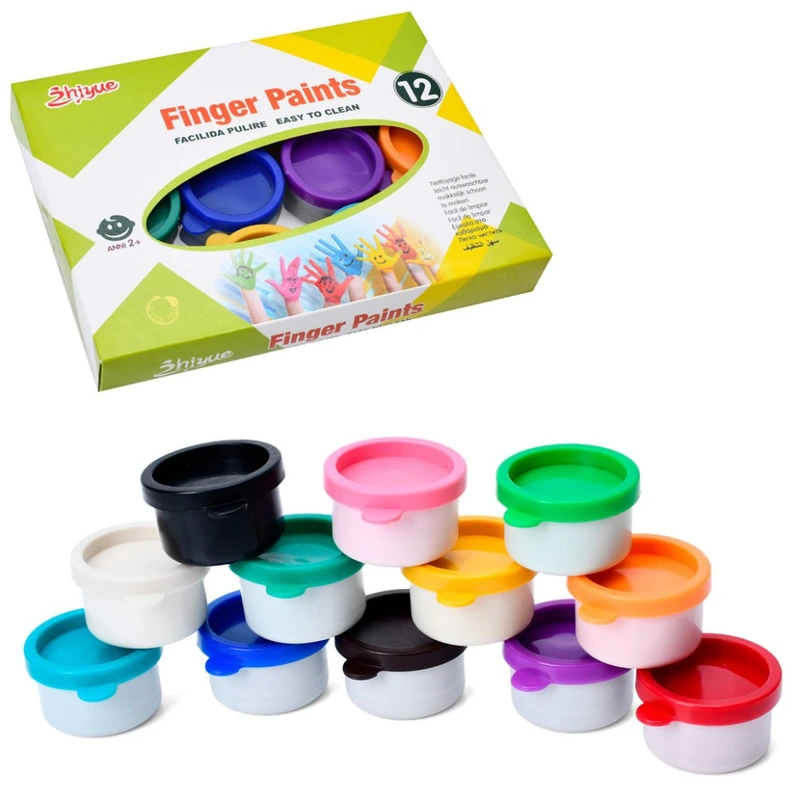 Набір для творчості "Пальчикові фарби" Bamvi MK 5394, 12 кольорів, 30 мл — Bambi