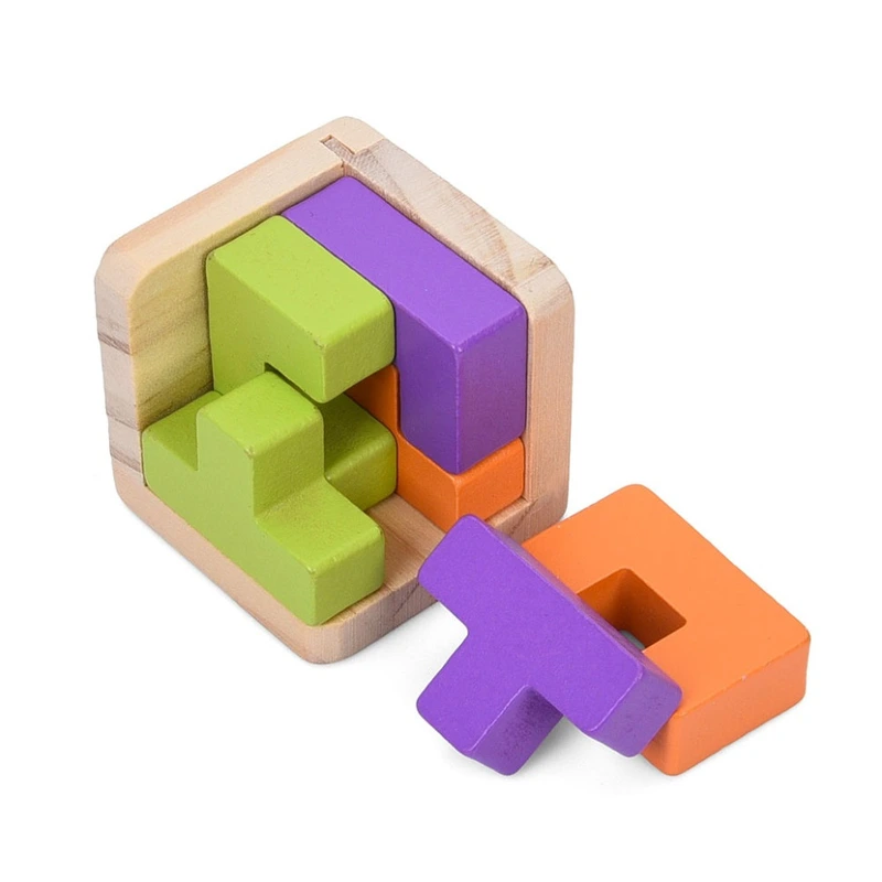 Дерев'яна Куб-головоломка MD 0758-3 підставка 6 елементів