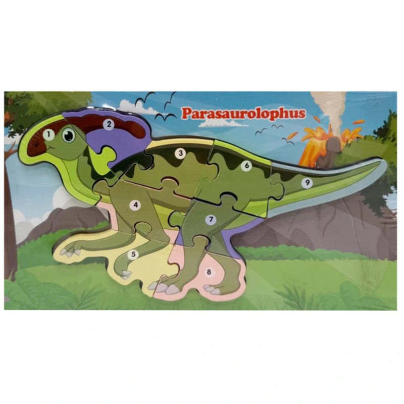 Дерев'яний пазл-вкладиш "Parasaurolophus" MD 1924-10, 9 елементів — Bambi