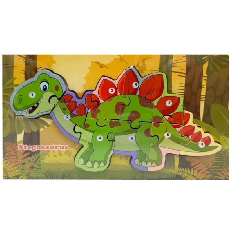 Дерев'яний пазл-вкладиш "Stegosaurus" MD 1924-3, 9 елементів — Bambi