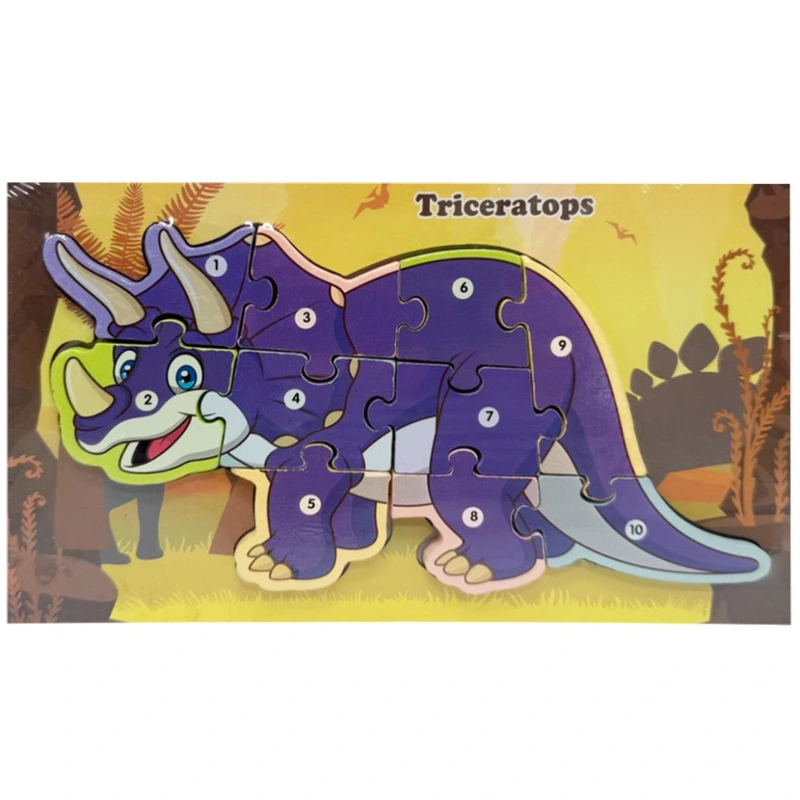Дерев'яний пазл-вкладиш "Triceratops" MD 1924-9, 10 елементів — Bambi